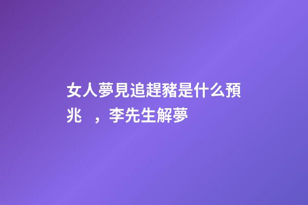 女人夢見追趕豬是什么預兆，李先生解夢